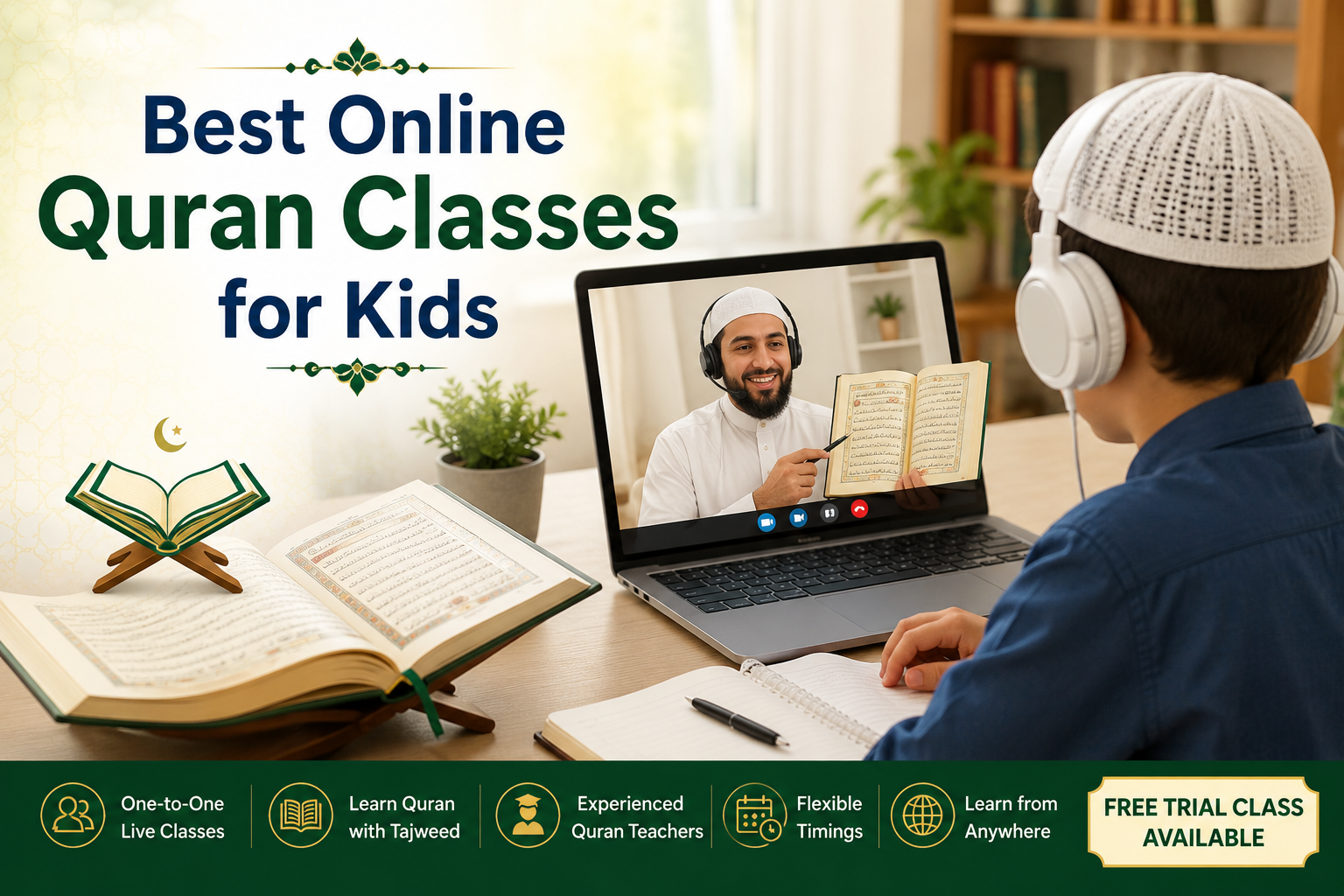 Child learning Quran online with an experienced Shia Quran teacher at Al Mehdi Quran Center. 