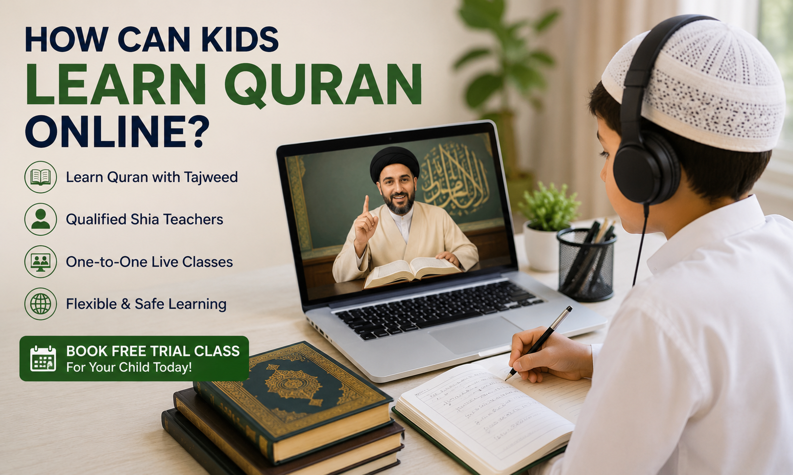 Children learning the Holy Quran online through one-on-one classes with qualified Shia Quran teachers.