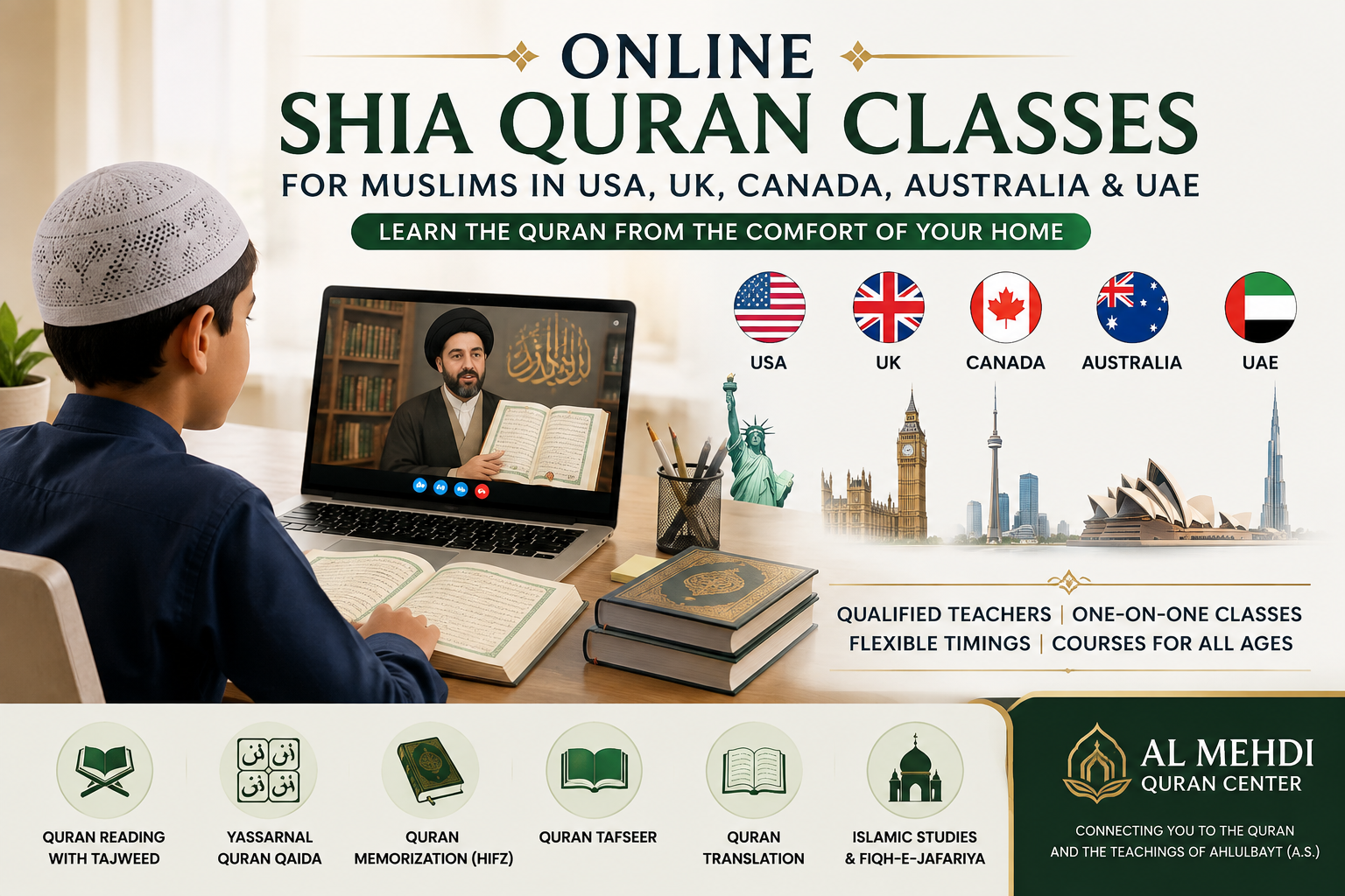 Online Shia Quran Classes in USA, UK, Canada, Australia & UAE