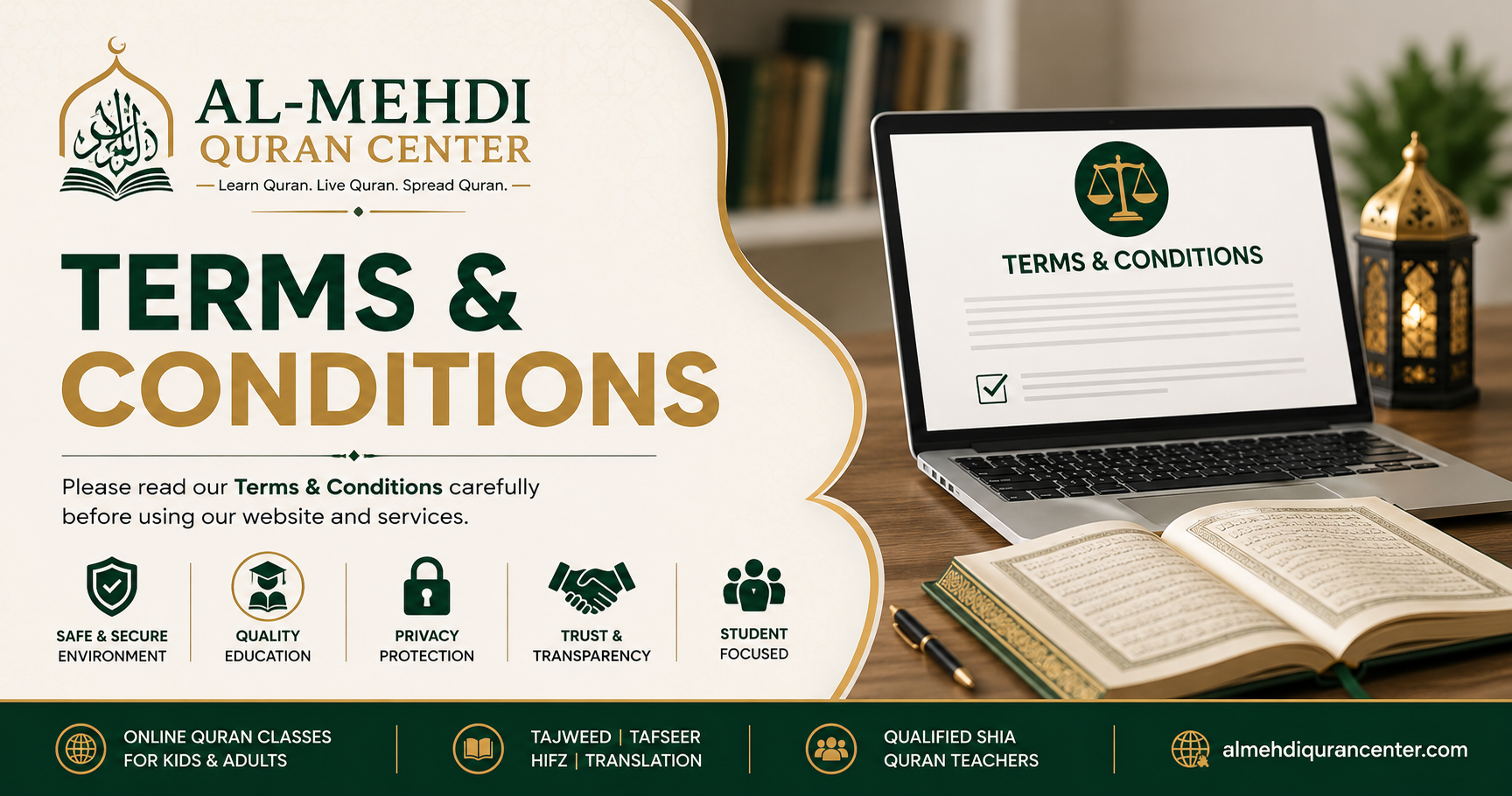 Terms and Conditions of Al-Mehdi Quran Center